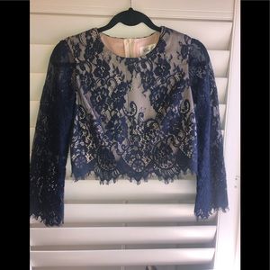 Eliza J Blue Bolero Laced Jacket